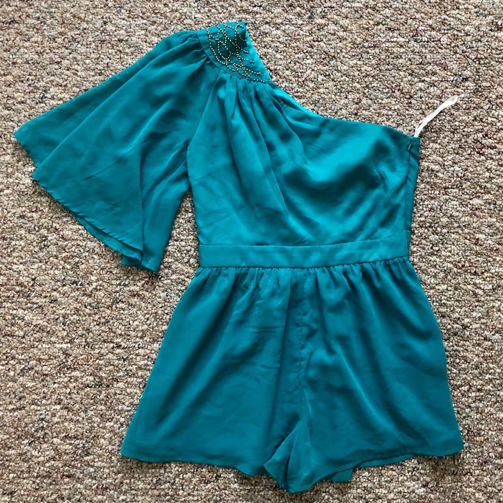 Fab’rik Teal One Shoulder Romper